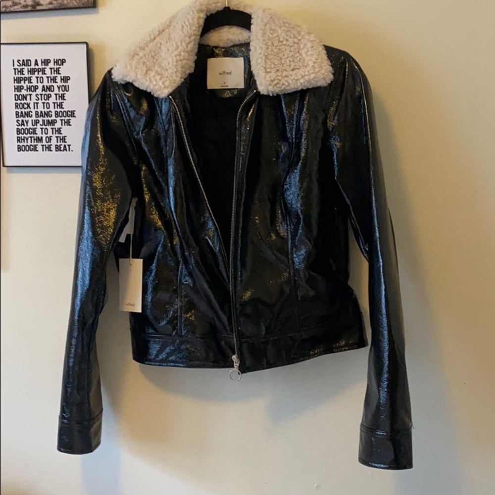 Faux patent leather coat